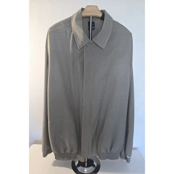 Nike Golf Gray Houndstooth Zipper Jacket Vintage Men's XL Otdoors Athletica -63 - Picture 1 of 5